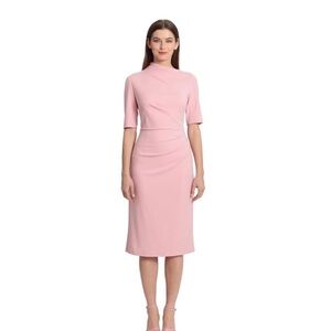 Maggy London Erin Draped Midi Sheath Dress Shell Pink